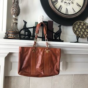Tory Burch Cognac Leather Tote (Tan / Brown)